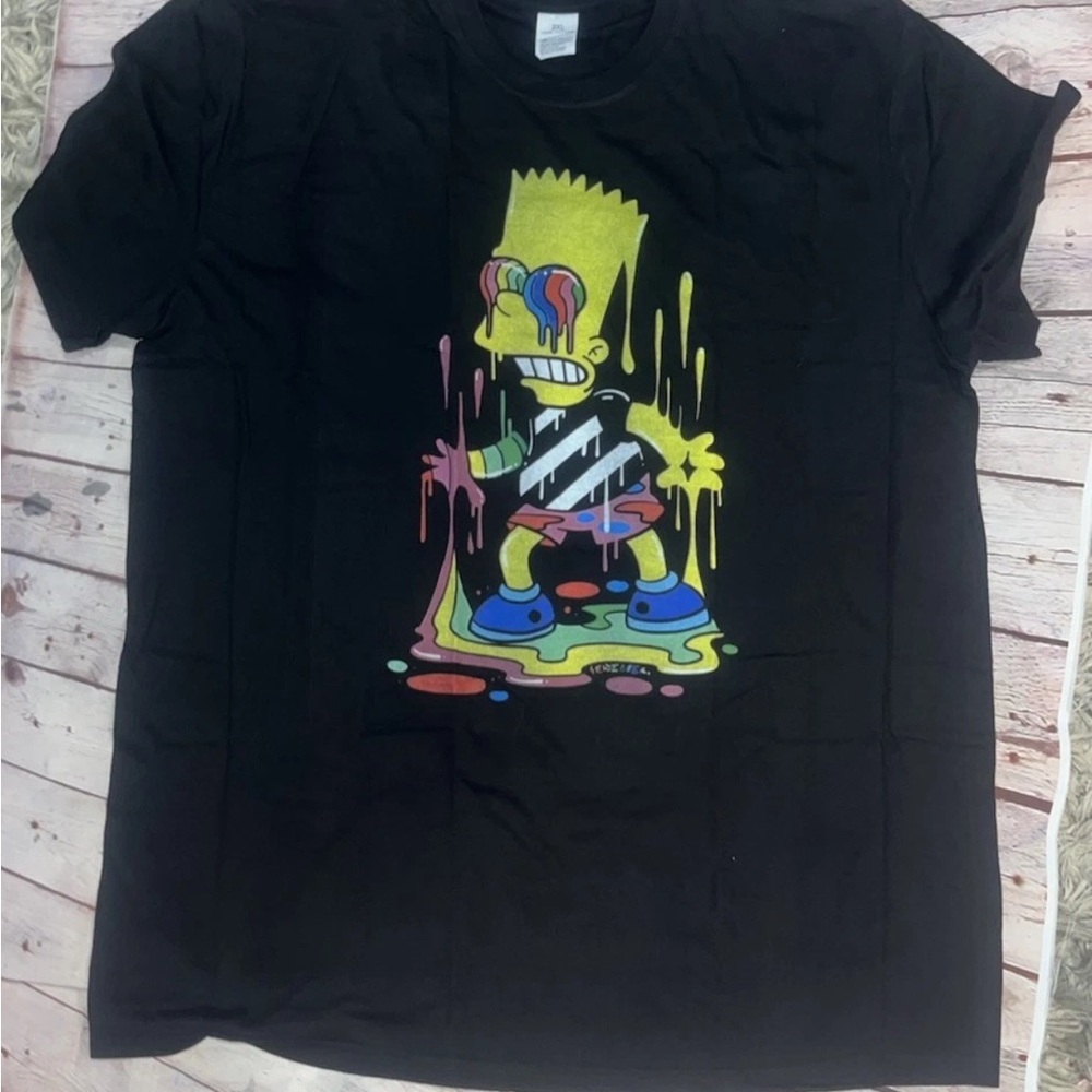 Bart Simpson Graphic T-Shirt Adult Small Black Streetwear Tee Cotton